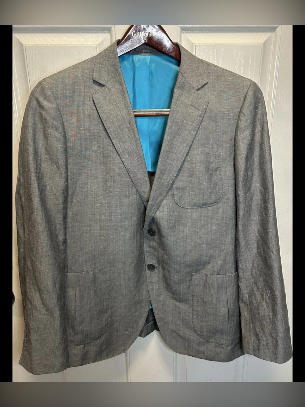 Custom Men 40R 60% Wool 40% Linen Blazer Sport Coat Gray Surgical Cuffs Bespoke